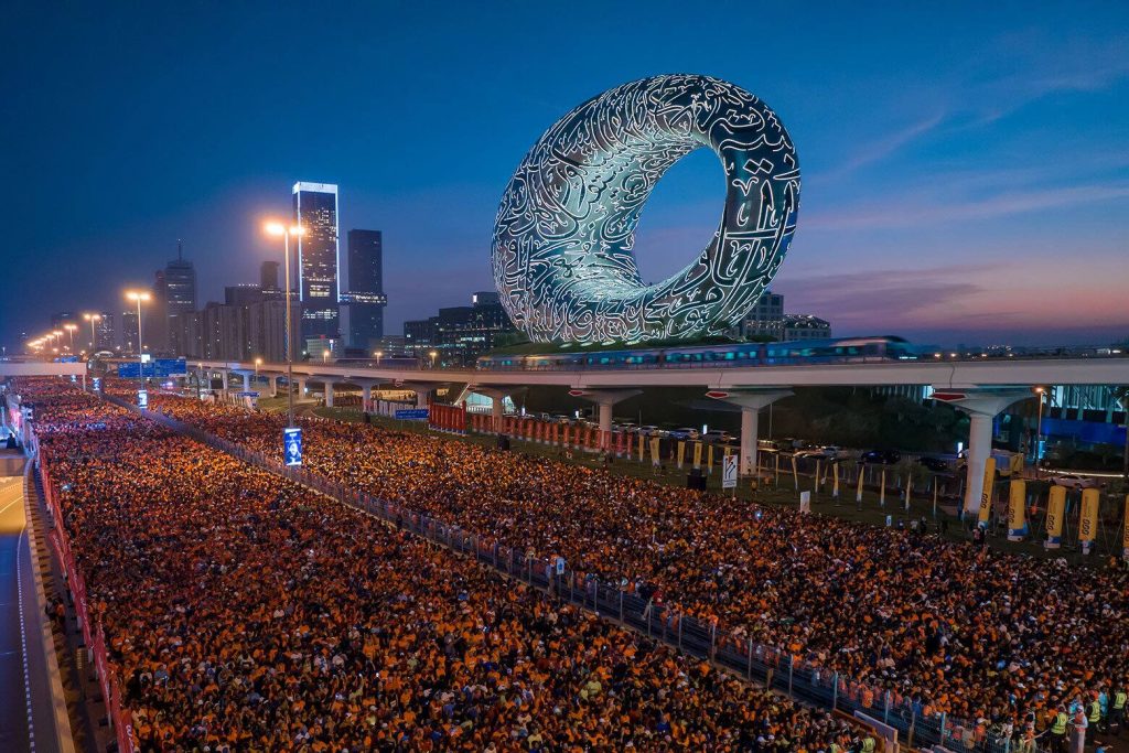 Crowd enjoying live Dubai events tonight in UAE